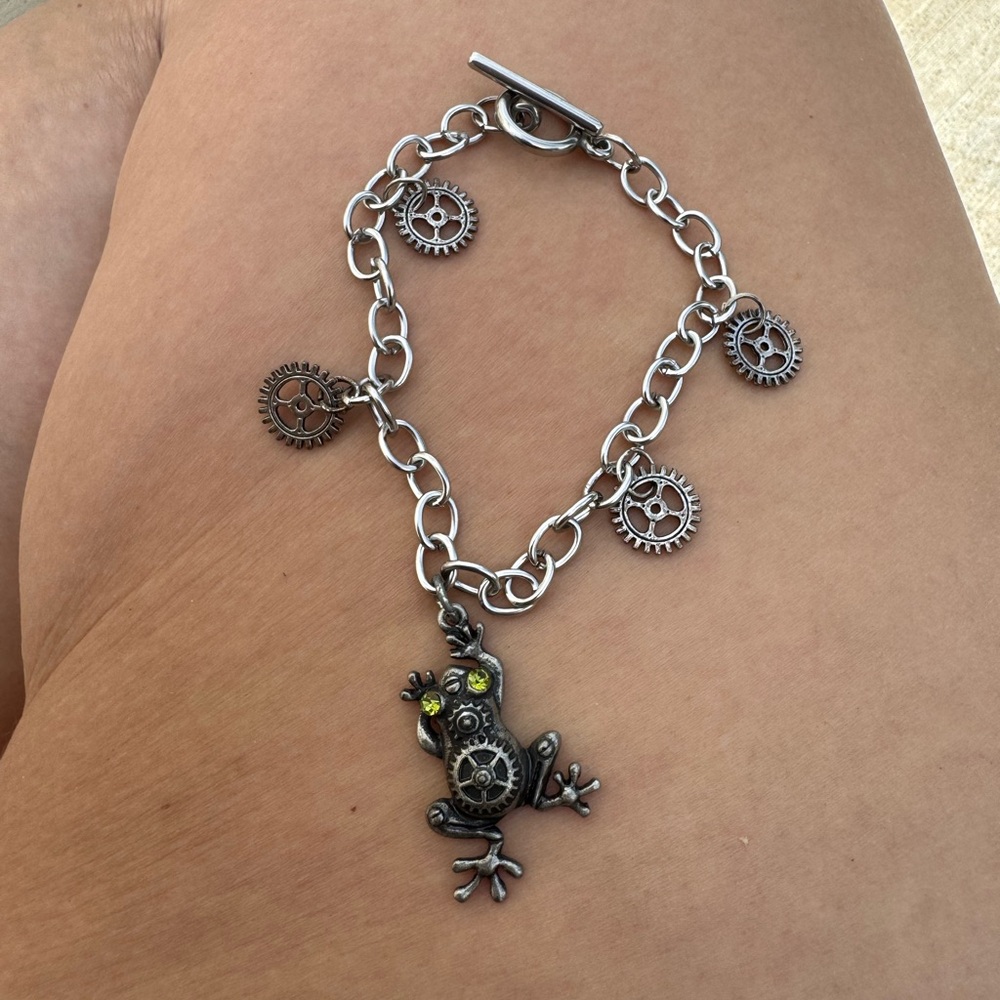 Silver Frog Charm Bracelet